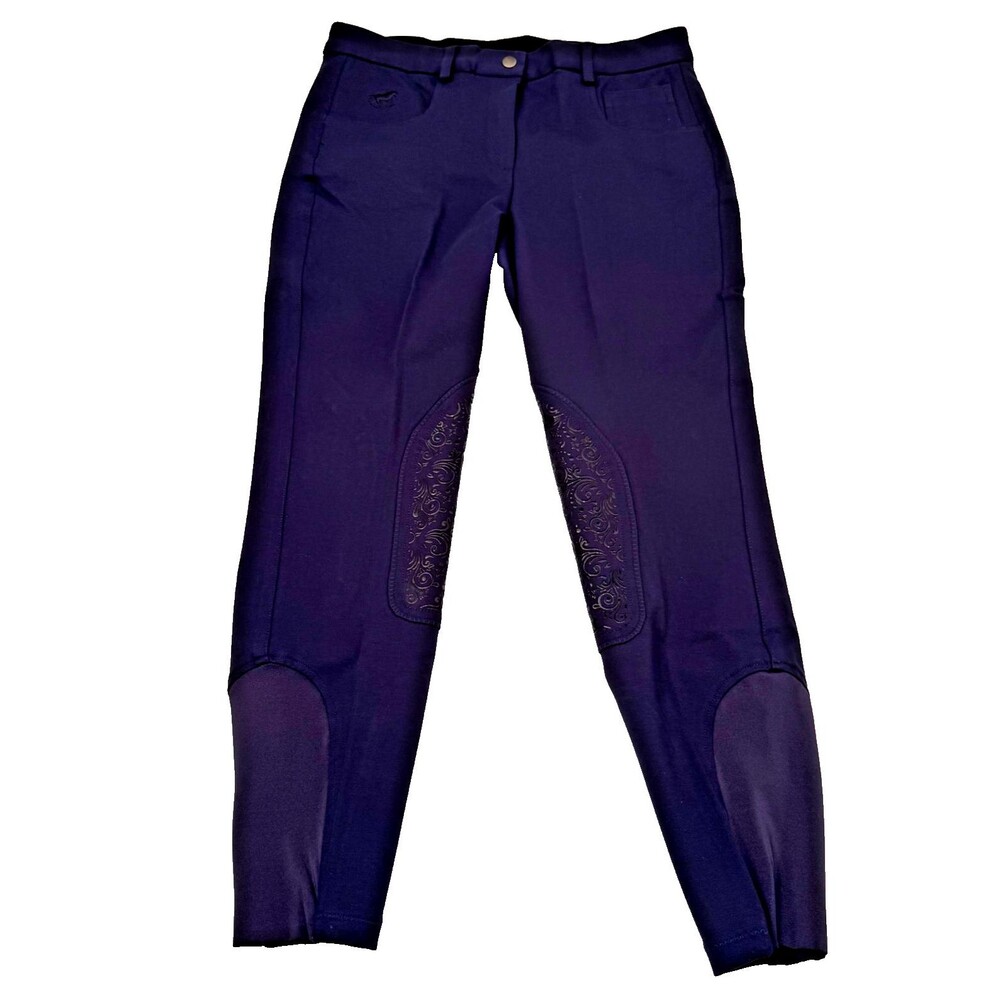 Smartpak Piper Mid-Rise Knit Knee Patch Breeches - SZ 34R NAVY NEW WITH TAGS